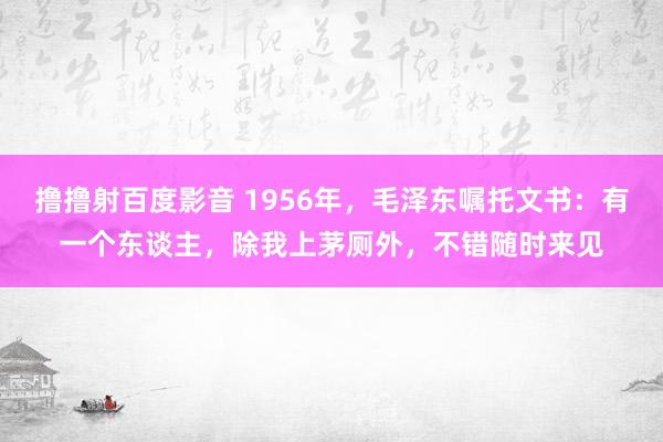 撸撸射百度影音 1956年，毛泽东嘱托文书：有一个东谈主，除我上茅厕外，不错随时来见