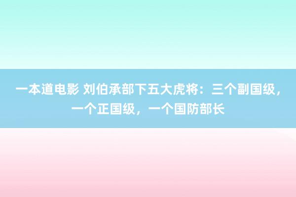一本道电影 刘伯承部下五大虎将：三个副国级，一个正国级，一个国防部长