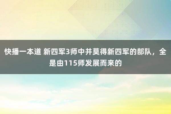 快播一本道 新四军3师中并莫得新四军的部队，全是由115师发展而来的