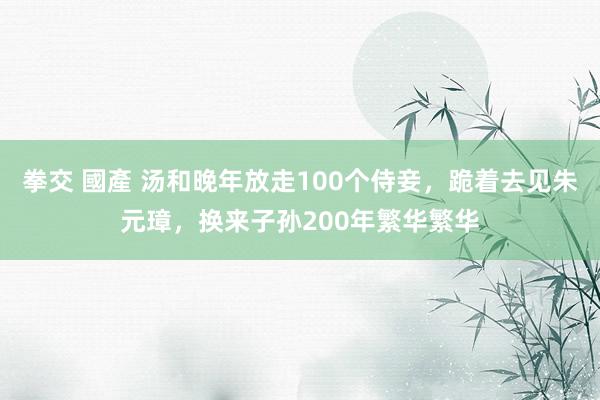 拳交 國產 汤和晚年放走100个侍妾，跪着去见朱元璋，换来子孙200年繁华繁华