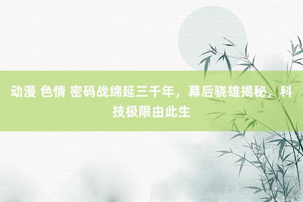 动漫 色情 密码战绵延三千年，幕后骁雄揭秘，科技极限由此生