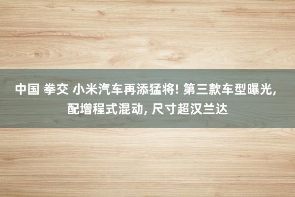 中国 拳交 小米汽车再添猛将! 第三款车型曝光, 配增程式混动, 尺寸超汉兰达